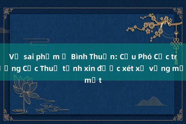 Vụ sai phạm ở Bình Thuận: Cựu Phó Cục trưởng Cục Thuế tỉnh xin được xét xử vắng mặt