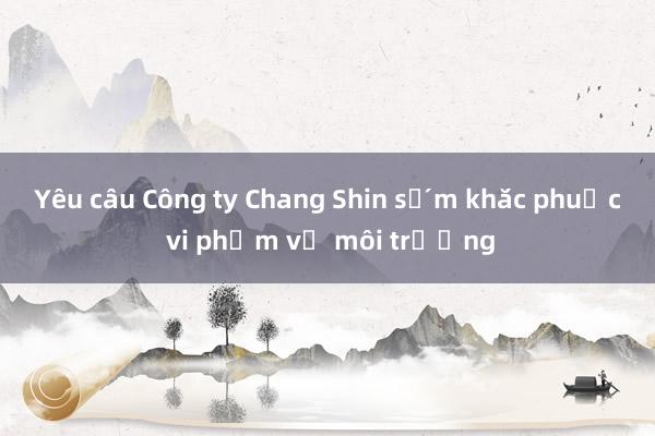 Yêu cầu Công ty Chang Shin sớm khắc phục vi phạm về môi trường