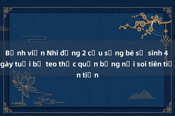 Bệnh viện Nhi đồng 2 cứu sống bé sơ sinh 4 ngày tuổi bị teo thực quản bằng nội soi tiên tiến